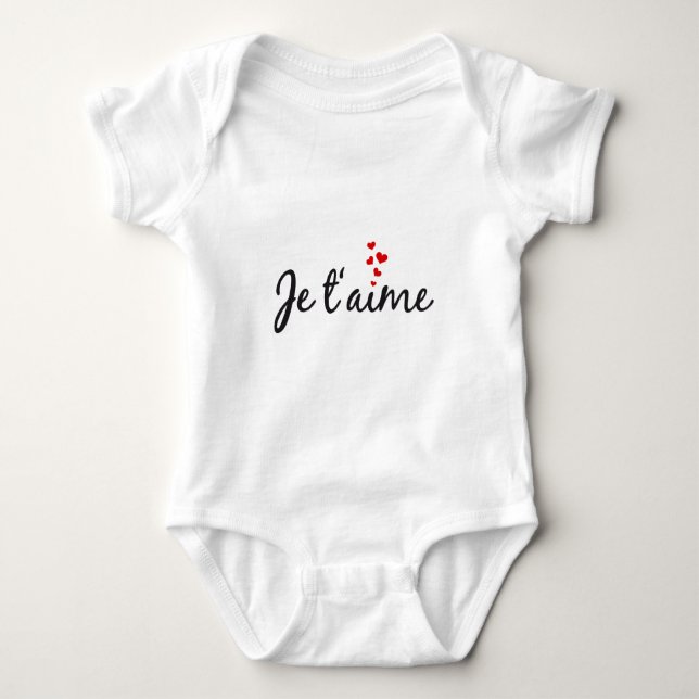 Je t'aime, französische Wortkunst mit Herzen Baby Strampler (Vorderseite)
