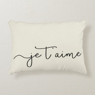 Je T'aime   französisches Typografie-Schwarzes auf Zierkissen