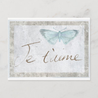Je Taime French Butterfly Liebe Romantic Card Postkarte