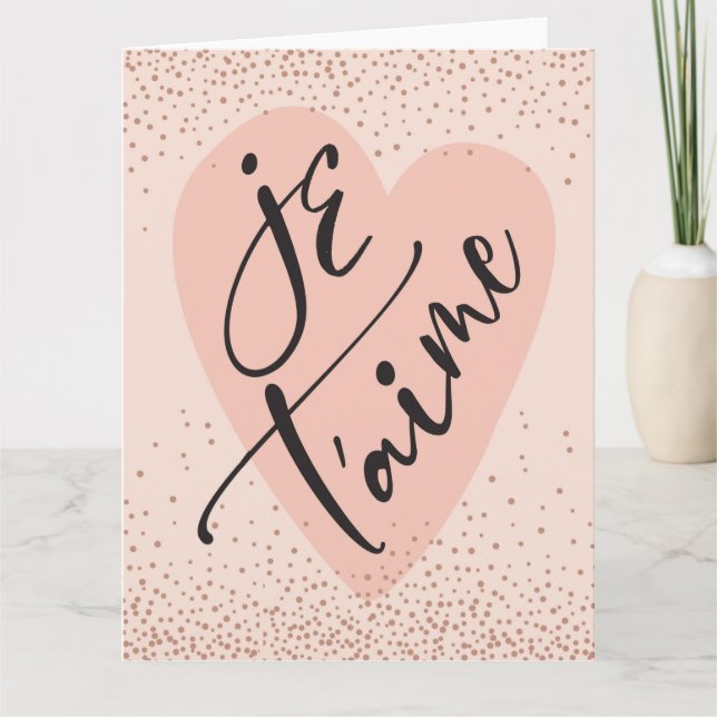 Je T'aime geklappte leere Grußkarte Karte (Vorderseite)