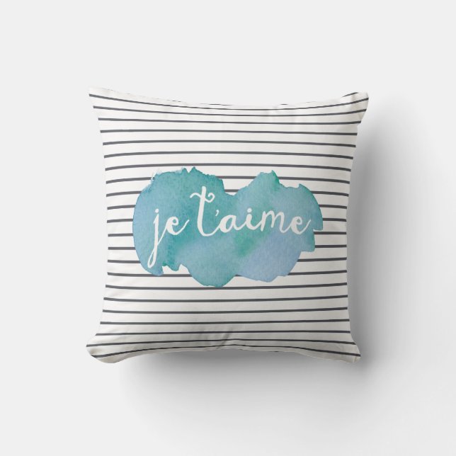 Je T'aime Grafik-Aquarellkissen Kissen (Vorderseite)