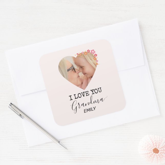 Je t'aime grand-mère | Autocollant personnalisé (Enveloppe)