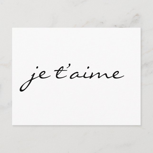 Je t'aime I Liebe Sie in Französisch Chic Black &  Postkarte (Vorderseite)