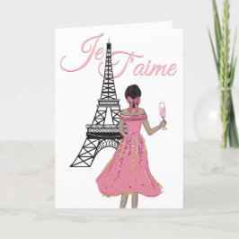 Je T'aime I Liebe You Eiffel Tower Valentine's Day Feiertagskarte