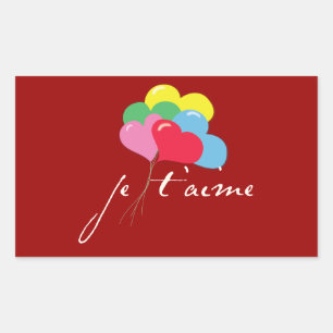 Je' taime (Ich Liebe dich) Rechteckiger Aufkleber