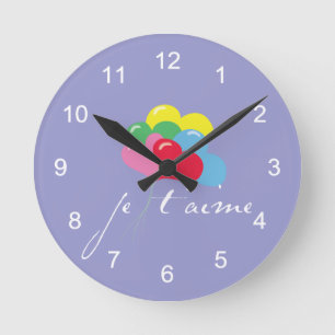 Je' taime (Ich Liebe dich) Runde Wanduhr
