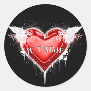 Je t'aime (Ich Liebe dich) Runder Aufkleber