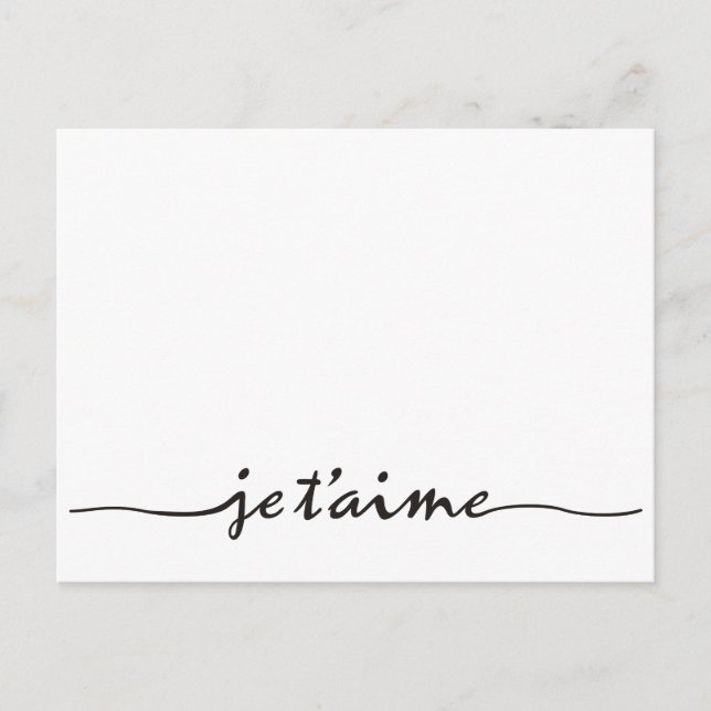 je taime - Ich Liebe Sie auf Französisch - schwarz Postkarte (Vorderseite)