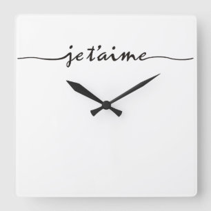 je taime - Ich Liebe Sie auf Französisch - schwarz Quadratische Wanduhr