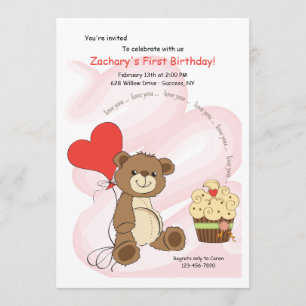 Je t'aime Invitation pour le premier anniversaire