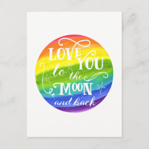 Je t'aime jusqu'à la lune et retour carte postale 
