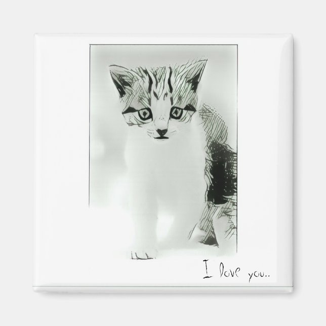 Je t'aime Kitten Magnet (Devant)