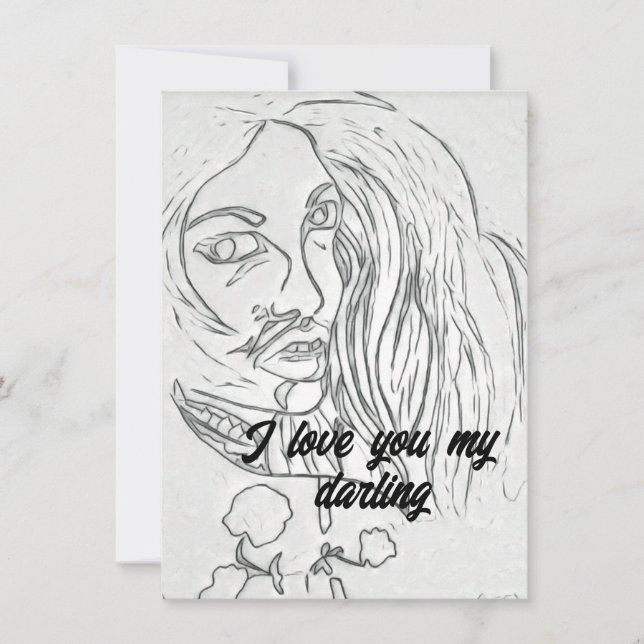 Je t'aime ma chérie, carte romantique (Devant)