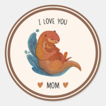 Je t'aime Maman Autocollant Loutre