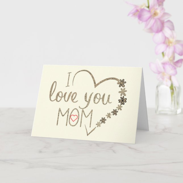 Je t'aime maman carte de fête des mères avec cœur (Orchidée)