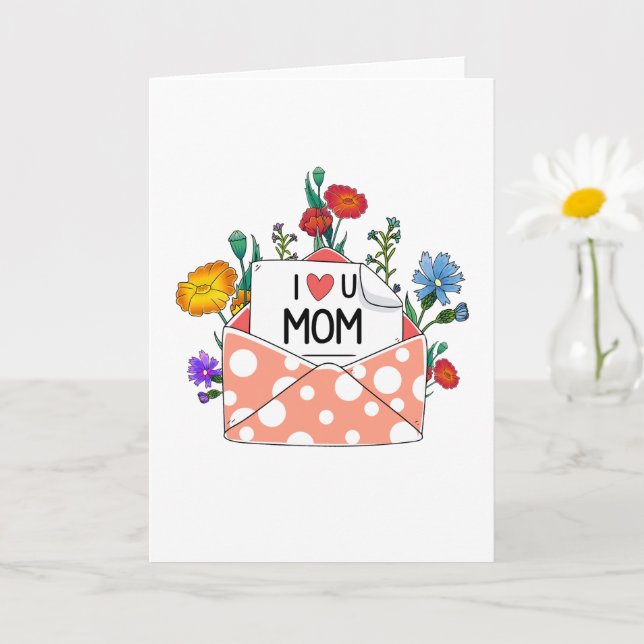 Je t'aime Maman Joyeuse carte de fête des mères (Petite plante)