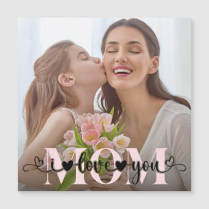 Je t'aime maman mignonne Photo Carte magnétique pe