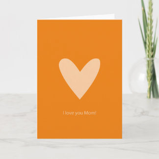 Je t'aime maman orange coeur carte de voeux