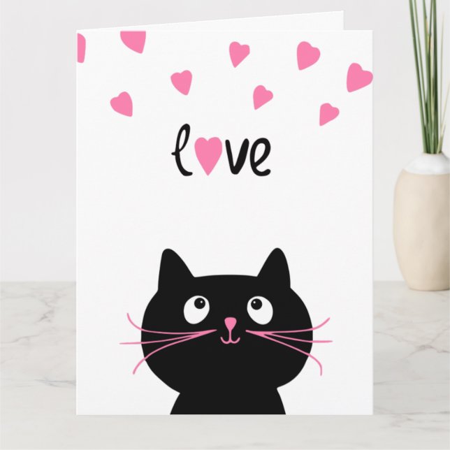 JE T'AIME, MÊME CARTE DE CHAT NOIR (Devant)