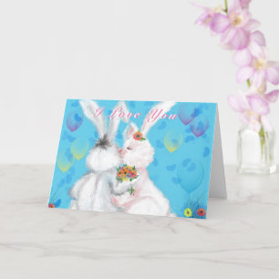 Je t'aime mignonne Bunny Couple Bunny Carte de la