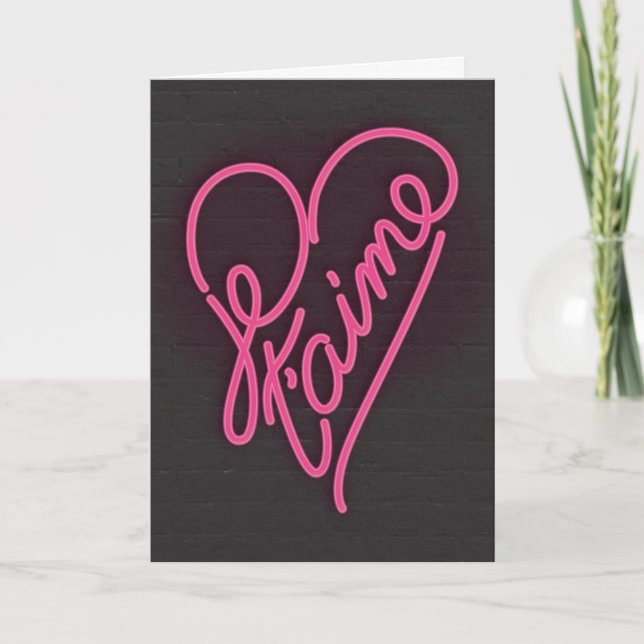 Je t'aime Neon signe la carte de voeux de la Saint (Devant)