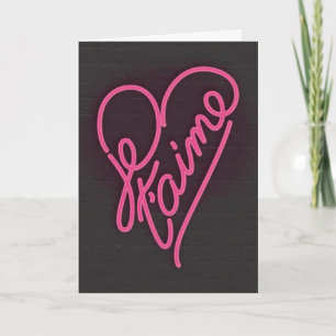 Je t'aime Neon signe la carte de voeux de la Saint