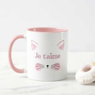 Je taime Niedlich Pink Cat Face Kaffee Tasse