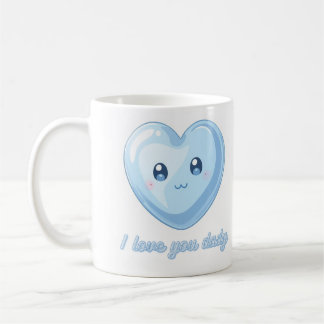Je t'aime Papa Mug - Tasse Cœur Kawaii Bleu Mignon