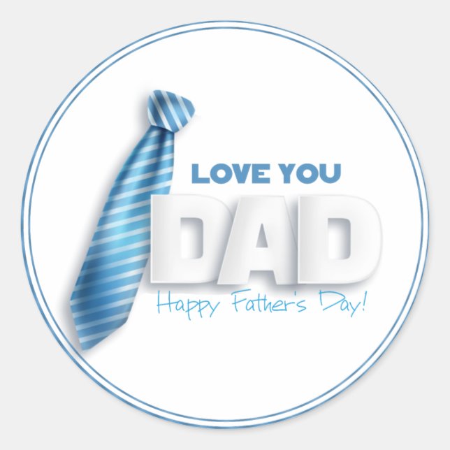 Je t'aime papa. Sticker rond classique fête des pè (Devant)