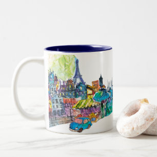 Je T'aime Paris   Eiffelturm Paris Zweifarbige Tasse