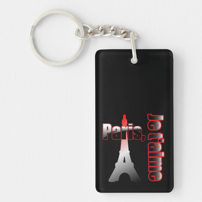 Je t'aime Paris mit dem Eiffelturm Schlüsselanhänger (Vorderseite)