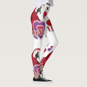 Je T'Aime Parrot Avec Des Leggings Coeurs