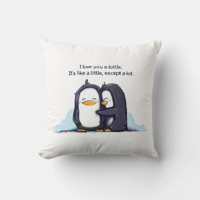 Je t'aime pingouins d'un Lottle - coussin (Recto)