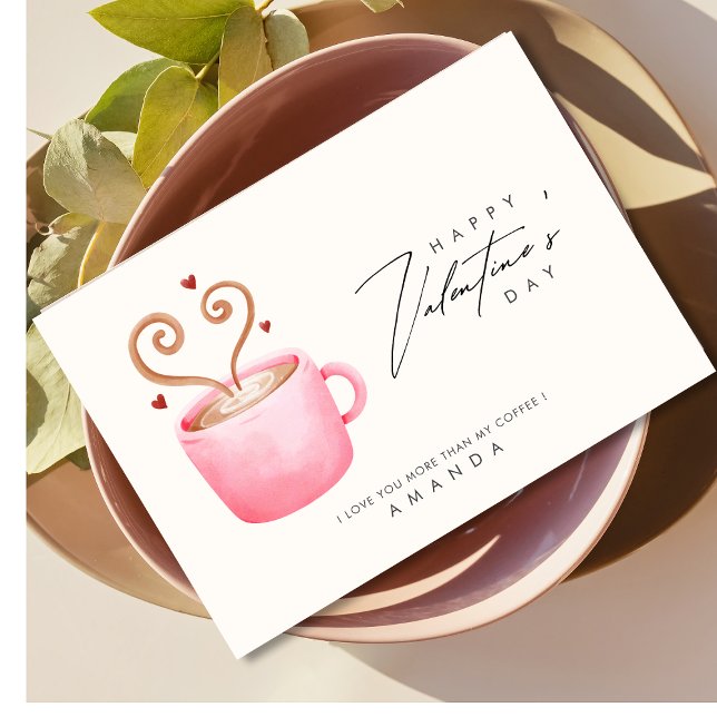 Je t'aime plus que du café drôle carte de la Saint (Créateur téléchargé)