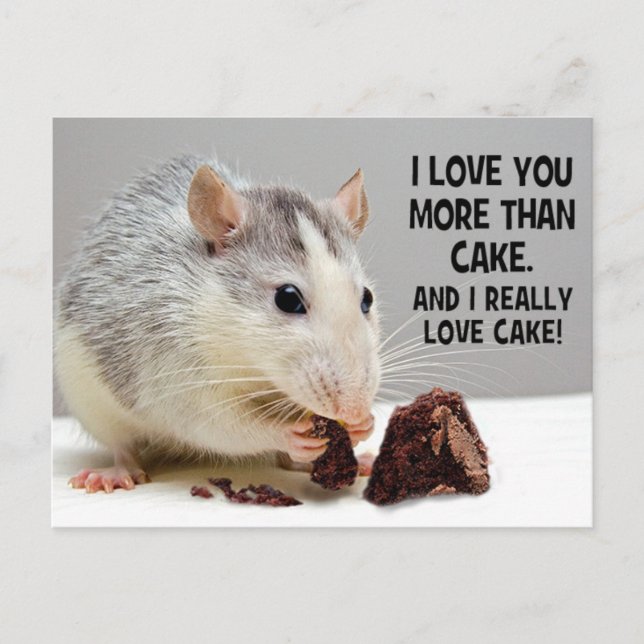Je T'Aime Plus Que La Carte Postale Pet Rat De Gât (Devant)