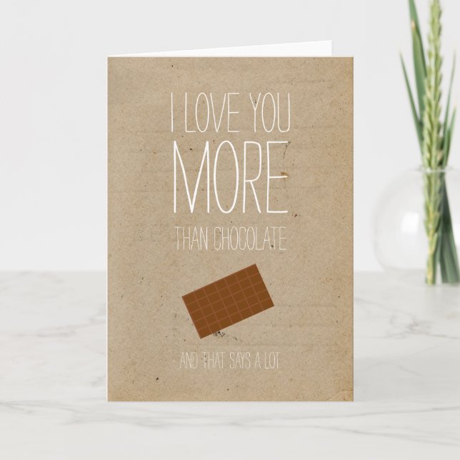 Je t'aime plus que la carte Valentines au chocolat (Devant)