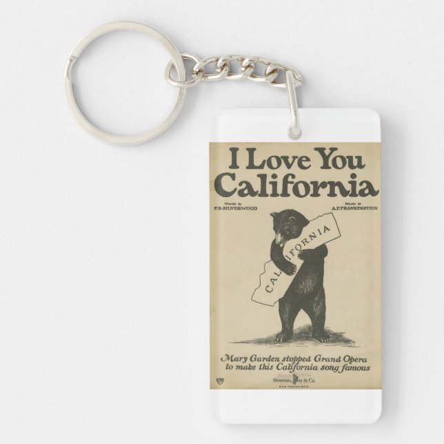 Je t'aime porte - clé de la Californie (Devant)