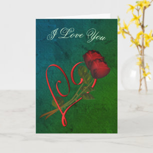 Je t'aime Red Roses Heart Carte personnalisée