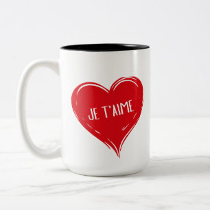 Je T'Aime Rotes Herz Romantisches Französisches Li Zweifarbige Tasse