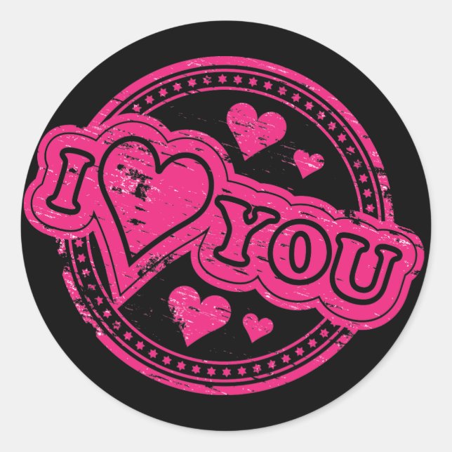 Je T'Aime Stamp Classic Round Sticker (Devant)