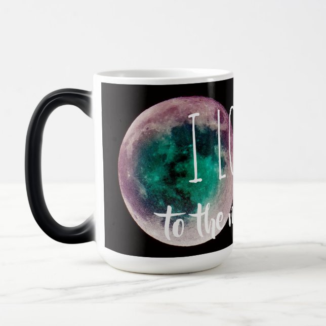 Je t'aime sur la lune et le dos Morphed Mug (Gauche)