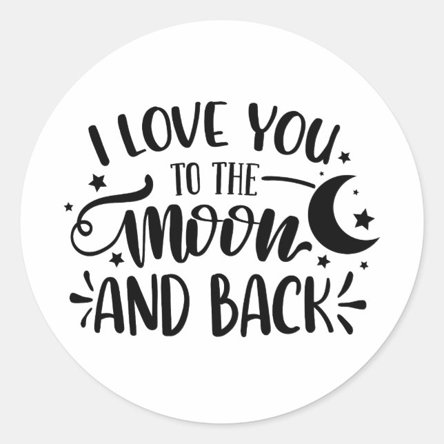 Je t'aime sur la lune et les autocollants ronds (Devant)