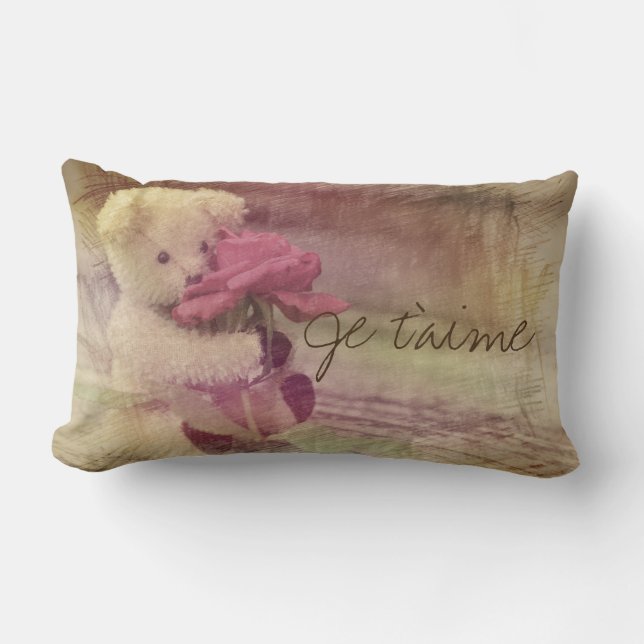 Je T'Aime Teddy Bear Dreaming Lendenkissen (Vorderseite)