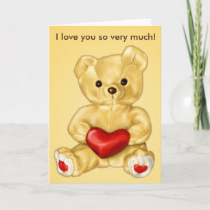Je T'Aime Teddy Bear Mari Valentines Carte de jour