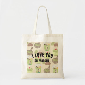 "Je t'aime tellement Matcha" Sac cabas en toile es