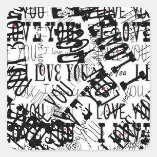 JE T'AIME typographie mélangée Autocollant Saint-V