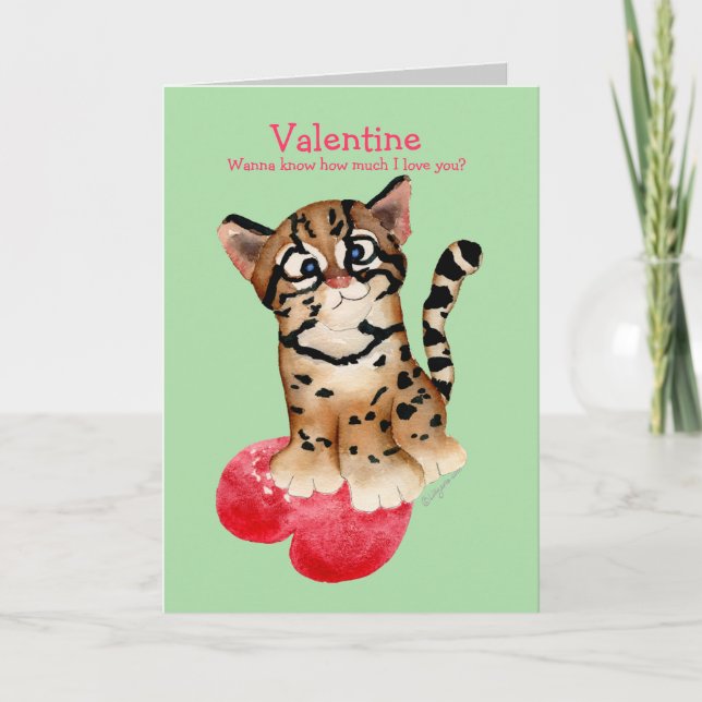 Je T'Aime Une Carte Verte Ocelot Valentine (Devant)