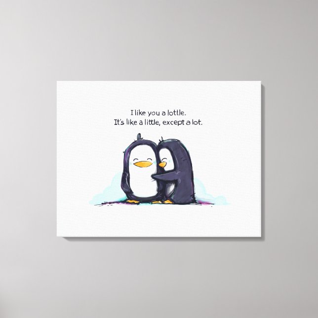 Je t'aime une lotte pingouins - toile enveloppée I (Recto)