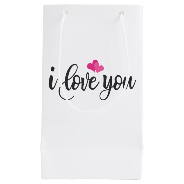 Je t'aime Valentine Calligraphie | Sac Cadeau (Devant)