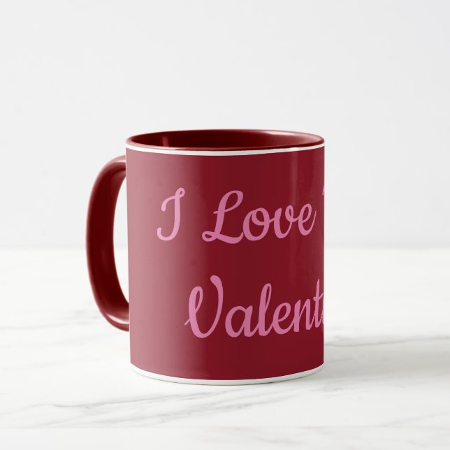 Je t'aime Valentine Maroon Combo Mug (Devant gauche)